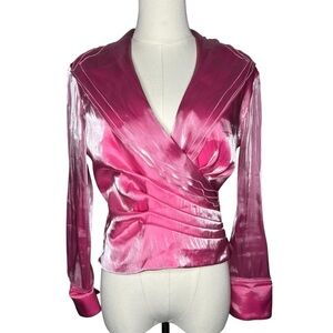 Vintage Pink Iridescent Wrap Style Pleated Jacket Top Eveningwear Elle Woods